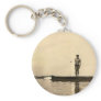 Antique photograph of surfer guy keychain