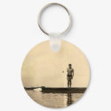 Antique photograph of surfer guy keychain