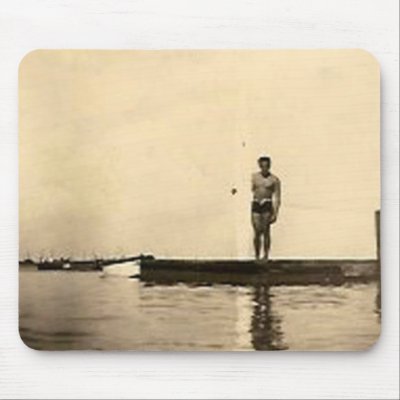 Antique photograph of surfer guy mousepad by amazingvintage