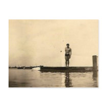 Antique photograph of surfer guy postcard