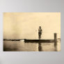 Antique photograph of surfer guy poster