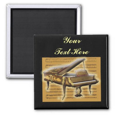 Antique Piano and Music Notation Refrigerator Magnet