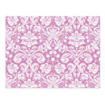 Antique pink damask pattern postcards