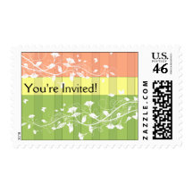 Antique Pink Green Stripe Postage