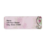 Antique Pink Rose Tea Cup on Mauve Custom Return Address Labels