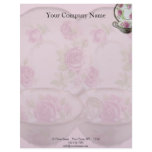 Antique Pink Rose Tea Cup on Mauve Custom Letterhead