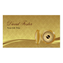 Antique Pocket Watch Elegant Damask Gold Leaf Business Card Templates