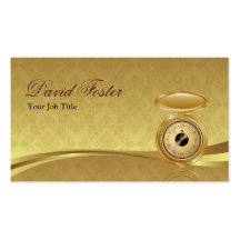 Antique Pocket Watch Elegant Damask Gold Leaf Business Cards