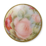 Antique Porcelain Button Art, Roses Fridge Magnets