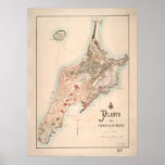 Antique Portugese Map of Macau 1889 Print