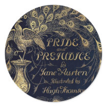 Antique Pride and Prejudice Peacock Edition Cover Round Sticker