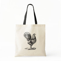 Antique Print Vintage Rooster Cockerel Canvas Bags