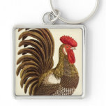 Antique Proud Rooster, Backyard Chickens Keychain