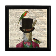 Antique Rabbit Book Page Altered Art Jewelry Box