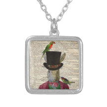 Antique Rabbit Book Page Altered Art Necklace