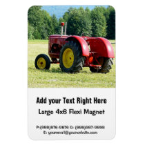 Antique Red and Yellow Tractor in Field Rectangular Magnets
