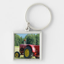 Antique Red Farm Tractor Keychains