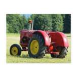 Antique Red Farm Tractor Postcard