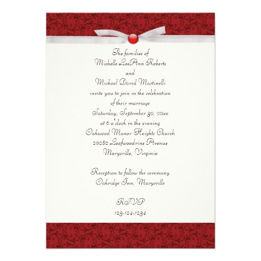 Antique Red Florentine Wedding Invitation