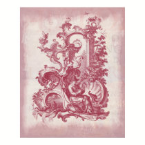 Antique Red Shabby Elegance French Country Scene posters