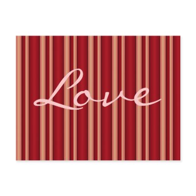 Antique red stripes Love Post Cards by TheHopefulRomantic