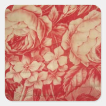 Antique Red Toile Square Stickers