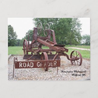 Antique Road Grader Postcard postcard