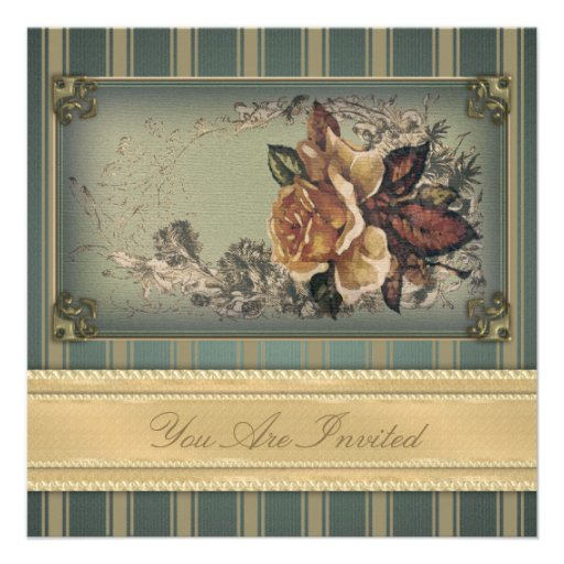 Antique Rose (blue) Invitation