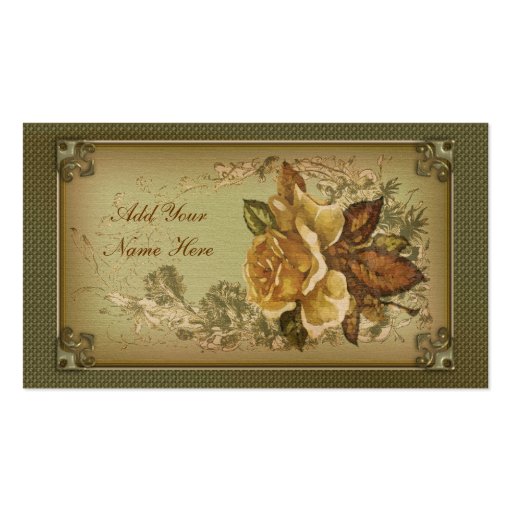 Antique Rose (new green edition) Business Card Template (front side)