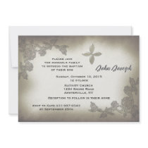 Antique Roses Baptism Invitation