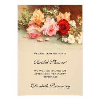 Antique Roses Flowers Floral Vintage Bridal Shower Personalized Announcement