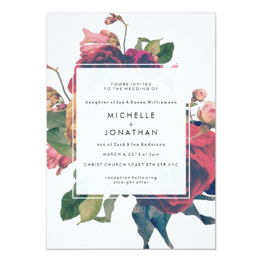 Antique Roses Vintage Boho Wedding Invitation | Zazzle