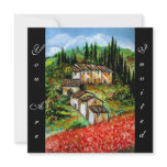 ANTIQUE RUSTIC VILLAGE IN TUSCANY, red blue black Personalized Announcements