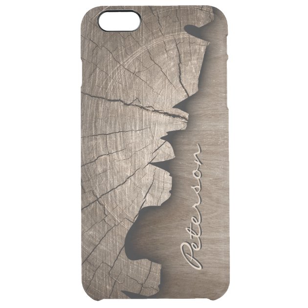 Antique Rustic Wood Grain Look - Monogram Name Uncommon Clearlyâ„¢ Deflector iPhone 6 Plus Case