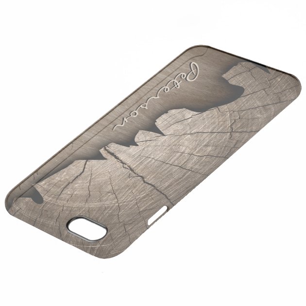 Antique Rustic Wood Grain Look - Monogram Name Uncommon Clearlyâ„¢ Deflector iPhone 6 Plus Case-4