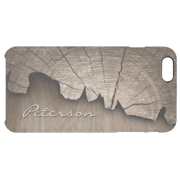 Antique Rustic Wood Grain Look - Monogram Name Uncommon Clearlyâ„¢ Deflector iPhone 6 Plus Case-5
