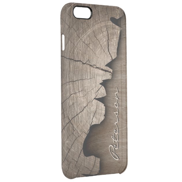Antique Rustic Wood Grain Look - Monogram Name Uncommon Clearlyâ„¢ Deflector iPhone 6 Plus Case-3