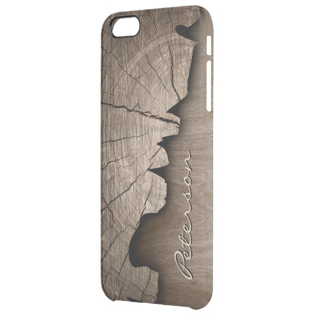 Antique Rustic Wood Grain Look - Monogram Name Uncommon Clearlyâ„¢ Deflector iPhone 6 Plus Case-2