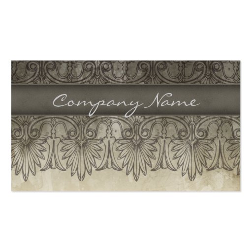 Antique Salon Spa Lace Business Card Gray cream (front side)