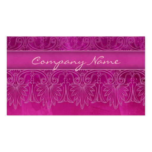 Antique Salon Spa Lace Business Card hot pink (front side)