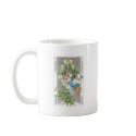 Antique Santa in Blue Coat with Xmas Tree mugs