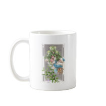 Antique Santa in Blue Coat with Xmas Tree mugs by pinkalmond Antique Santa in Blue Coat with Xmas Tree mugs