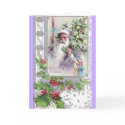 Antique Santa in Purple Coat with Xmas Tree cards