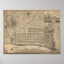 Antique Savannah City Plan Print