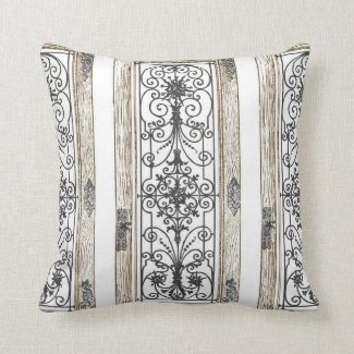 Antique Scroll Pattern Wrought Iron Wood Door Pillows