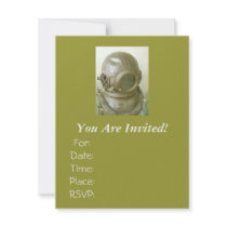 Antique Scuba Helmet invitations by JeffandJess Antique Scuba Helmet invitations