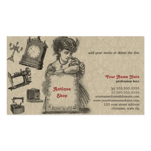 Antique Shop / Antique Dealer / Vintage Art Business Card Template (front side)