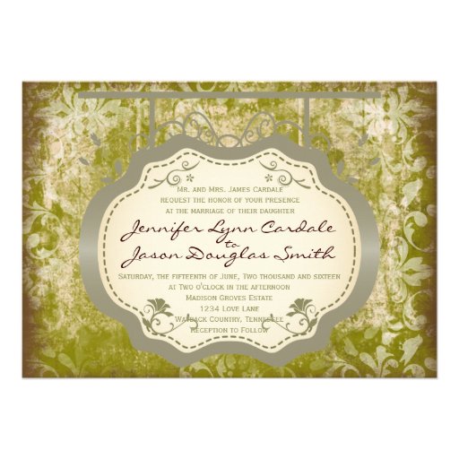 Antique Sign Country Distressed Wedding Invitation