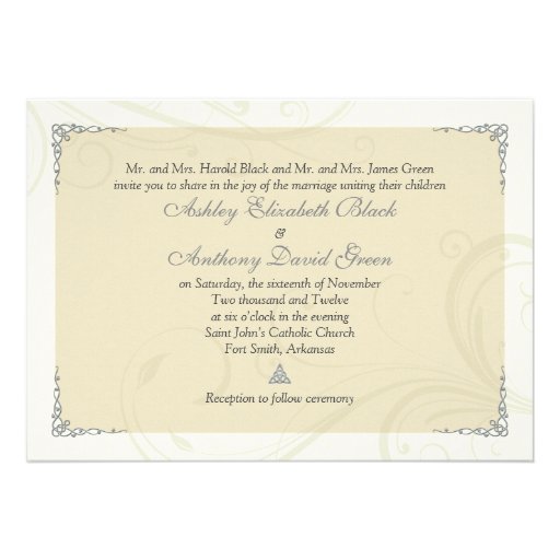 Antique Silver Gold Celtic Knot Wedding Invitation