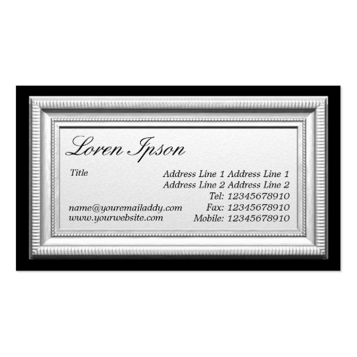Antique Silver Picture Frame Business Cards (back side)
